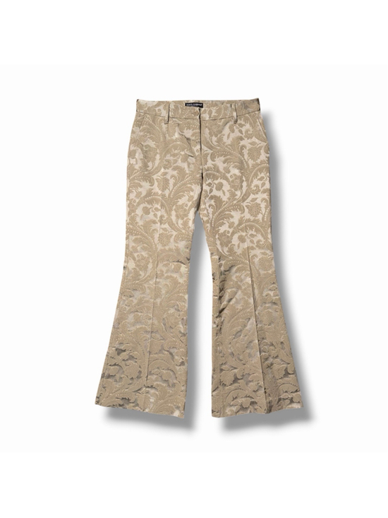 Dolce&Gabbana Pants - Dolce & Gabbana Womens Floral Jacquard Beige Tan Flare Pants Trousers 40/4 EUC